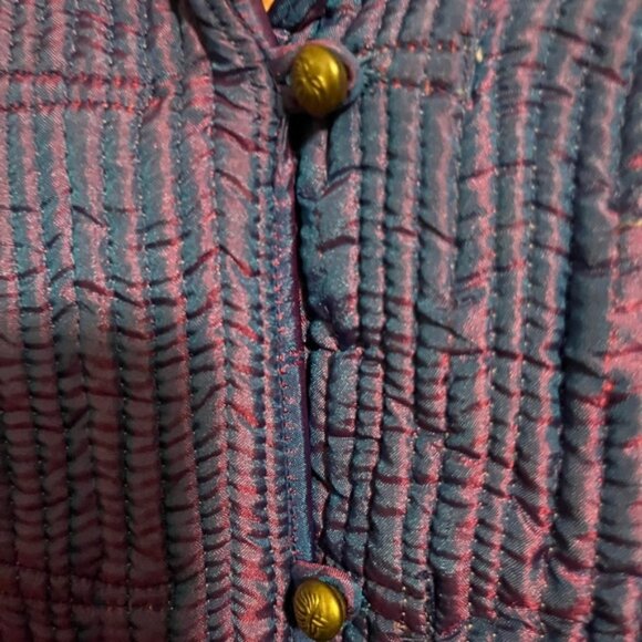 Sam Hilu silk quilted jacket reversible stunning florals fun buttons pockets M - Picture 4 of 8